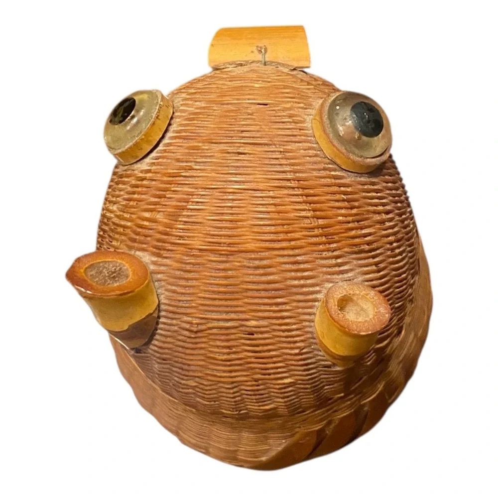 VTG Woven Wicker Rattan OWL BASKET Mini Planter Potpourri Holder‎ Shelf Art 6